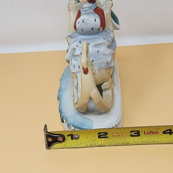 Vintage Paulux Porcelain Figurine Winter Sleigh Scene Hand-Painted Collectible - Picture 11 of 12